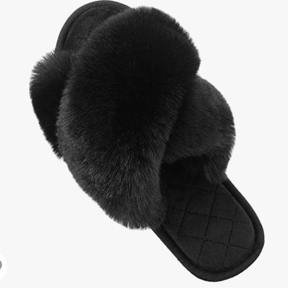 Faux fur open toe Slippers